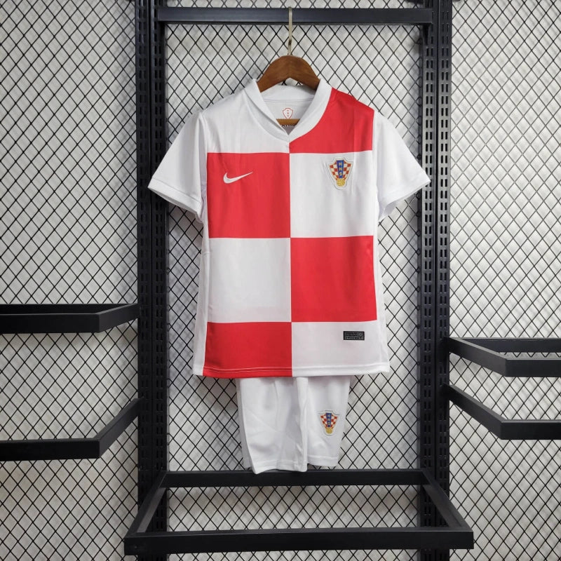 Conjunto Infantil Croácia Home 24/25 - Vermelha e Branca