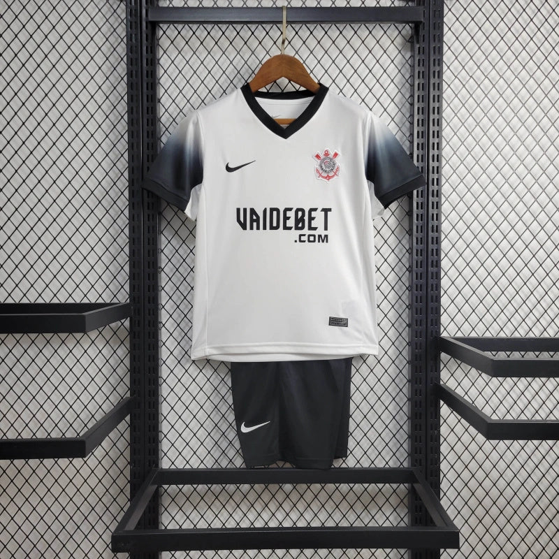Conjunto Infantil Corinthians Home 24/25 - Branco e Preto