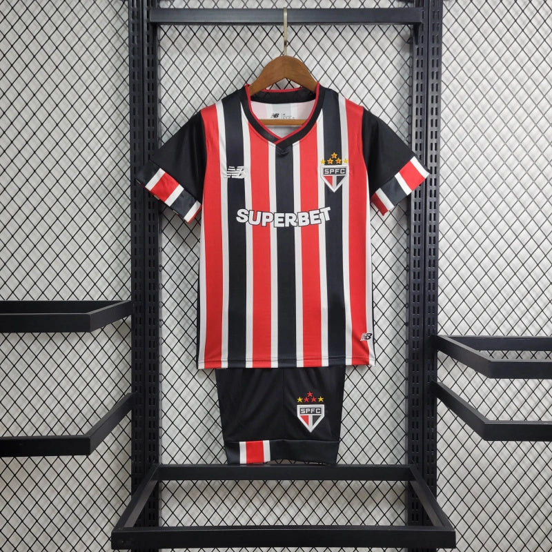 Conjunto Infantil São Paulo Away 24/25 - Preto e Vermelho