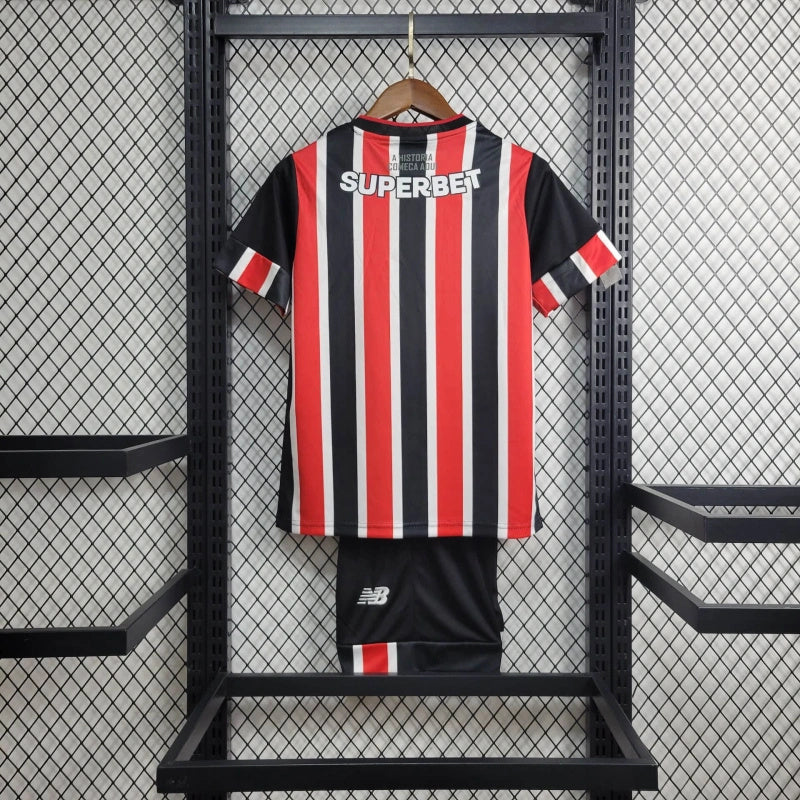 Conjunto Infantil São Paulo Away 24/25 - Preto e Vermelho