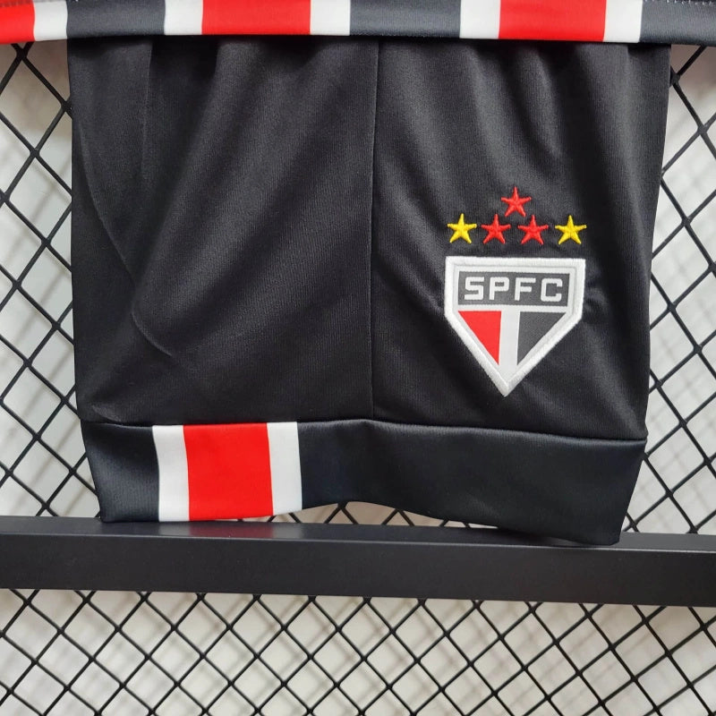 Conjunto Infantil São Paulo Away 24/25 - Preto e Vermelho